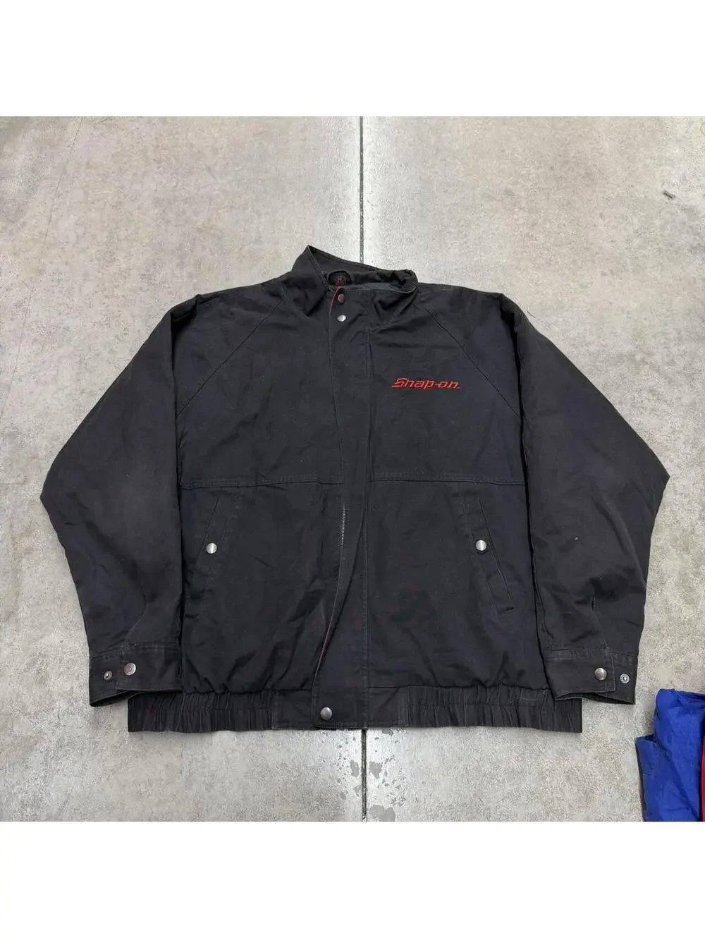 vintage snap on racing black zip up bomber jacket size xl